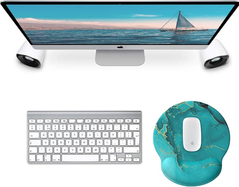 eulps Mouse Pad with Wrist Rest, Comfortable Computer Mousepad with Gel Wrist Support Smooth Surface and Non-Slip PU Base for Pain Relief, Laptop, Office & Home (Calm Lake) - Image 2